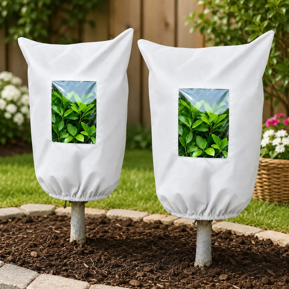 ❄️ Reusable Winter Plant Protection Cover – Frost Guard with Zipper, Drawstring & Clear Viewing Window
