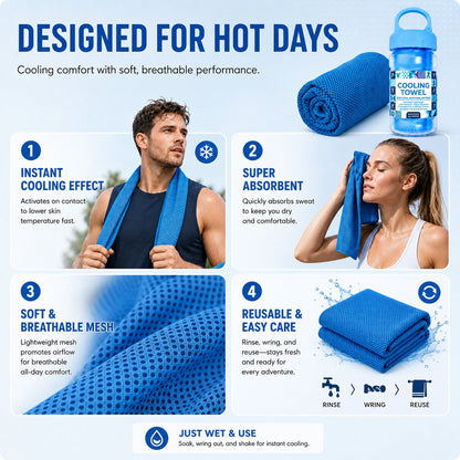 🏃❄️Cold Sweat Towel You Can Use Anywhere, Anytime! Reusable Soft Absorbent Cooling Portable
