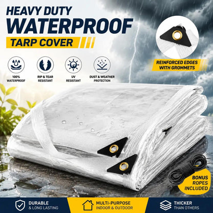 Clear Waterproof PE Tarp, Transparent Outdoor Cover with Metal Grommets🛡️