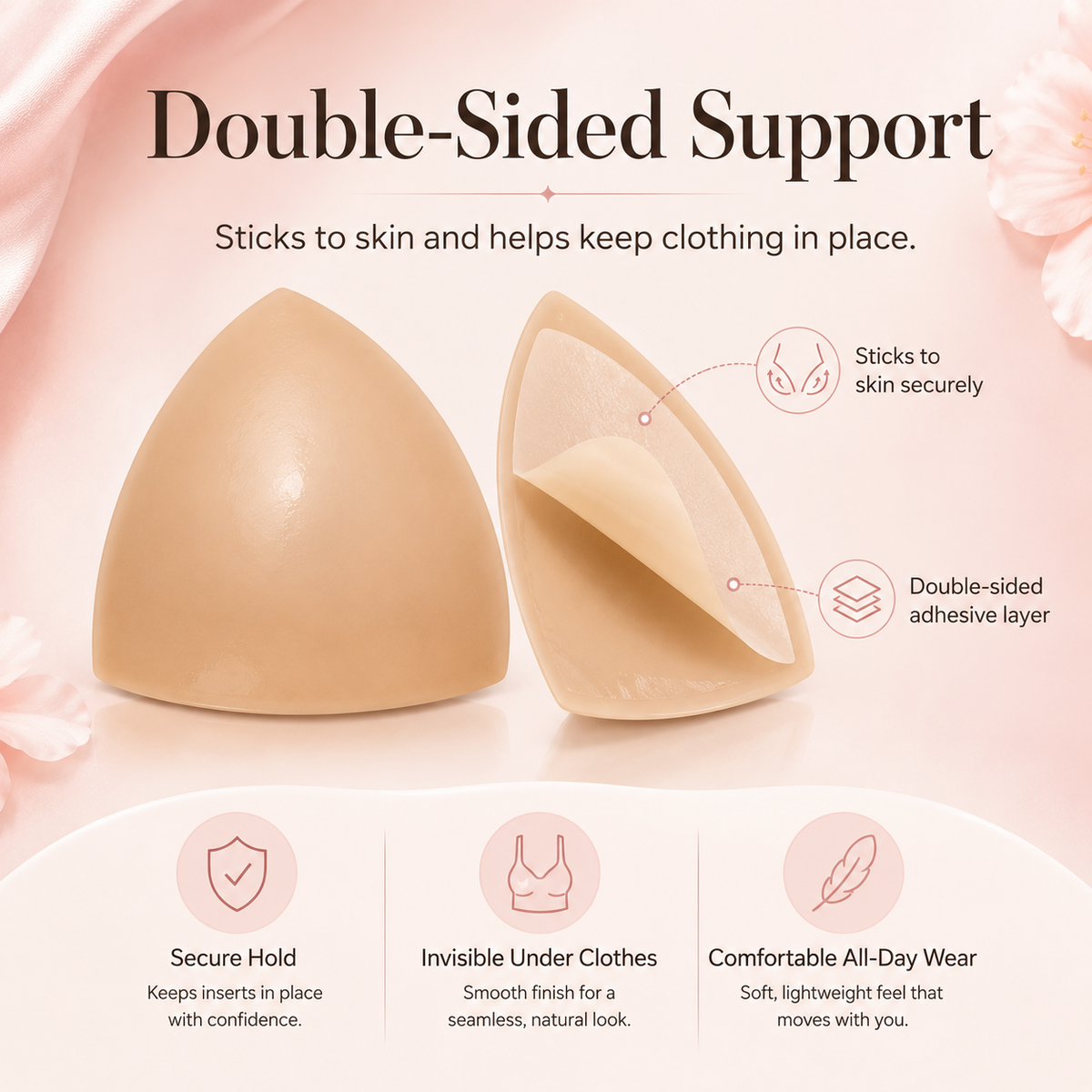 ⏳Last Day 50% OFF⏳-- Invisible Lift - Patented Sticky Fashion Bra Inserts Prevents Nipple Slips No Sewing Required Low Cut Tops Womenswear