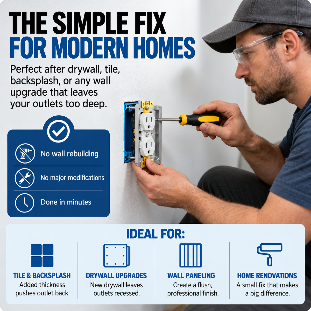 Outlet spacers in home renovation settings